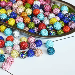 Wholesale colorful custom 100pcs/bags shining rhinestone clay spacer pave ball beads for jewelry diy