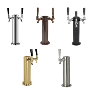 Homebrew Draft Bar Dispenser Stainless Steel Double Tap Faucet Column Beer Tower Dispenser Beer