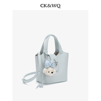 Sacs fourre-tout pour femmes en PU souple texturé, avec pendentif ours mignon et fermoir rotatif, mini sac bandoulière et sac seau quotidien