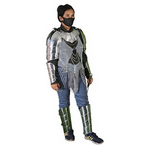 <b>Silver</b> Plated Steel Armor Set With Chainmail And Plate Protection For Medieval Costume Wear - Product Image 4
