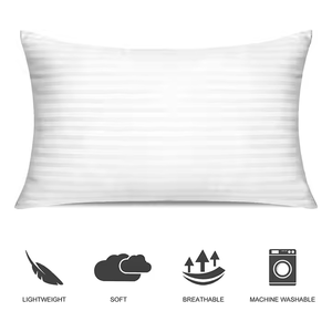 100% bông sọc gối sang trọng mềm xuống thay thế giường gối Vua Kích thước OEKO-TEX tiêu chuẩn 100 Trắng ngủ gối - Product Image 5