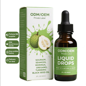 OEM Soursop Bitters Liquid Drops 10 in 1 with Sea <strong>Moss</strong>, Moringa, Black Seed Oil , Ashwagandha Herbal Drops for Wellness - Product Image 1