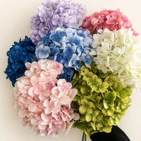 Bouquet de 5 têtes d'hortensias français artificiels en plastique pour cérémonie de mariage, fleurs artificielles luxueuses faites à la main pour la Saint-Valentin et la remise des diplômes