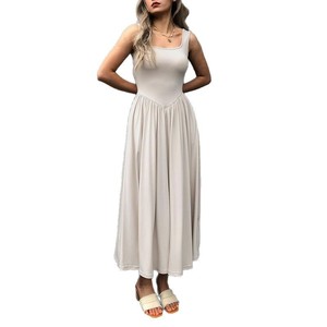 <span class=keywords><strong>Vestido</strong></span> <span class=keywords><strong>de</strong></span> Verano para Mujer con Cuello Cuadrado y Pliegues en la Cintura, Estilo Europeo y Americano, <span class=keywords><strong>de</strong></span> Moda y Elegante - Product Image 6