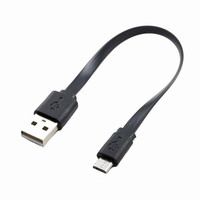 Kabel pengisi daya cepat, aksesoris ponsel pengisi daya cepat mikro USB datar hitam putih 20cm untuk Android PVC jaket kepang