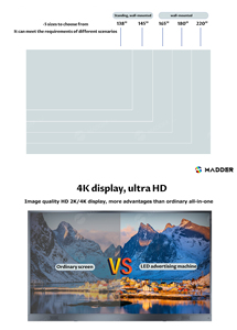 شاشة تلفاز تفاعلية ذكية LED عالية الدقة HD ودقة 2K 4K مقاس 145 بوصة بإطار من الألومنيوم لصالة المعارض - Product Image 4