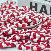 Ornement de bonbons en plastique de Noël en gros personnalisé sucette artificielle rouge et blanche pour la décoration de l'arbre de Noël bonbons à la menthe poivrée