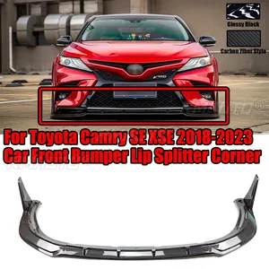 วิงเล็ทคาร์บอนไฟเบอร์สไตล์ 5 ชิ้น สำหรับ Toyota Camry SE XSE ปี 2018-2023  ลิ้นกันชนหน้ารถยนต์ สปอยเลอร์สีดำเงา ABS - Product Image 1