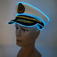 Nouveau chapeau de capitaine lumineux LED chapeau de marins éclairer la casquette marine lueur dans le noir Costume de fête à thème nautique Cosplay accessoires de fête