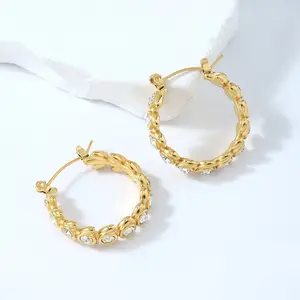 Custom Wholesale Bulk Gold Stainless Steel Earrings 18k Chunky Pearl Earrings Jewelry Women Fashion Jewelry Earrings