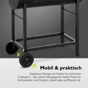 Advanced 41cm Round Charcoal <b>Grill</b> Lid Adjustable Air <b>Vent</b> Portable Modern Cast Iron BBQ Kettle Barbecue Trolley Outdoor Garden - Product Image 3