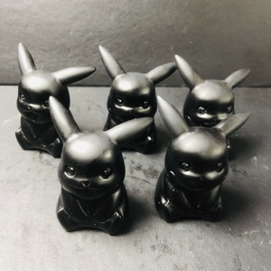 All'ingrosso all'ingrosso di alta qualità ossidiana nera <span class=keywords><strong>Pikachu</strong></span> intagliato a mano intagli di cristallo regali a buon mercato - Product Image 6