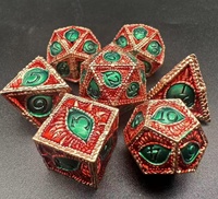 Juego de Dados Poliédricos de Metal con Diseño de Ojo de Dragón en Bloques de Color Vibrantes para Juegos de Mesa