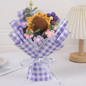 Flores de Ganchillo Hechas a Mano, Ramo de Flores DIY, Regalo para el Día de la Madre, Graduación, Año Nuevo, Girasoles Terminados - Product Image 3