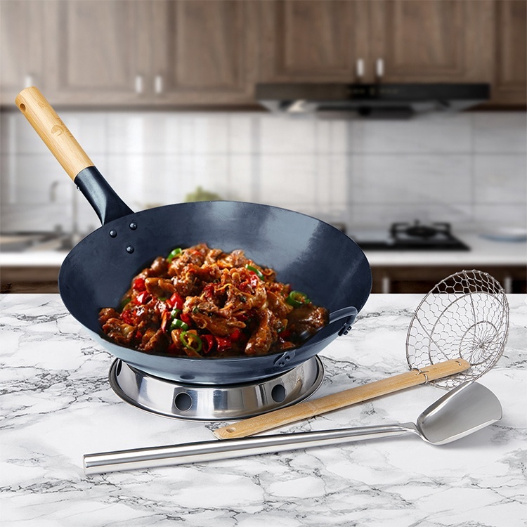 Pre-seasoned Hand Hammered Chinese Fry Wok Utensils Kitchenware Set Cooking Kitchen Cookware Sets · image 6
