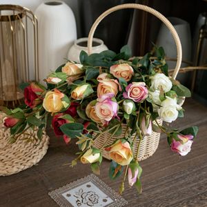 ตะกร้าดอกกุหลาบประดิษฐ์ CallaFloral 5 หัว ขนาดเล็ก ทำจากโพลีเอสเตอร์ สำหรับตกแต่งบ้านในร่ม ช่อดอกไม้งานแต่งงาน - Product Image 1