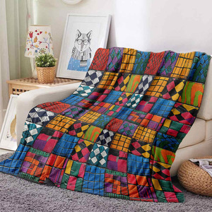 Manta <span class=keywords><strong>de</strong></span> lana estilo bohemio con bloques <span class=keywords><strong>de</strong></span> color, suave y acogedora para cama, sofá y exteriores - Product Image 2