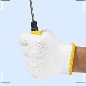 Guantes antideslizantes punteados baratos, guantes de algodón duraderos y seguros, guantes de trabajo gruesos, resistentes al desgaste y transpirables