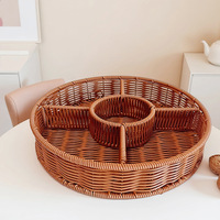 Boîte de rangement pour snacks et bonbons, plateau à fruits et plateau à desserts pour table basse de salon, panier à noix en rotin naturel