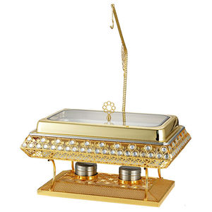 Calentador de Comida Rectangular para Buffet, Chapado en Oro, de 9L, Acero Inoxidable, para Hotel o Restaurante, con Tapa de Vidrio y Quemador de Alcohol - Product Image 2