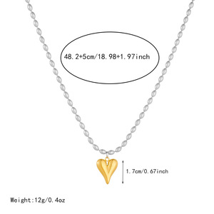 Heart-Shaped Gold Plated Steel <b>Bead</b> <b>Necklace</b> For Everyday Wear - Product Image 4