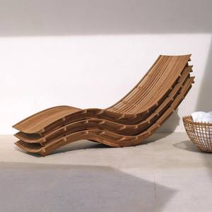 مقاوم للماء مضاد للتآكل راونجر للشمس في الهواء الطلق خشب صلب الروطان لحمام السباحة فيلا ترفيهية سرير مستلق - Product Image 4