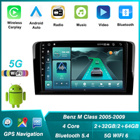 Lecteur vidéo de voiture WIFI double bande 5G+2.4G 5.4 pour Mercedes Benz Classe M ML W164 2005-2009 Navigation GPS Car-play