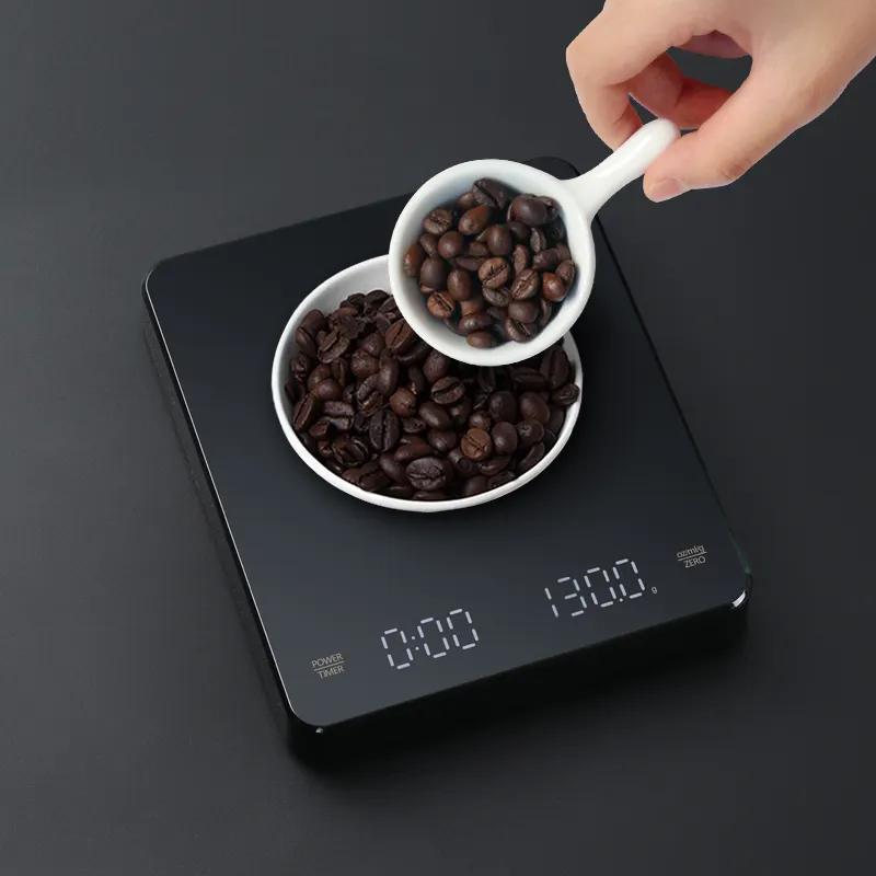 最大135の耐熱性黒はプラットフォームキッチン食品計量コーヒースケール0.1グラムに耐える
