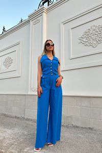 Ensemble Chic d'Été 2026 : Blazer sans Manches à Col Rabattu et <span class=keywords><strong>Pantalon</strong></span> Large – Tenue 2 Pièces Tendance pour <span class=keywords><strong>Femme</strong></span> - Product Image 6