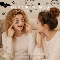 Masques sous-yeux jetables auto-adhésifs en silicone BLACKWINGS avec logo et motif personnalisés, patchs doux naturels pour extensions de cils