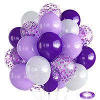 Kit de 60 Globos de Látex de 12 Pulgadas, Color Morado y Blanco, con Confeti, para Fiestas