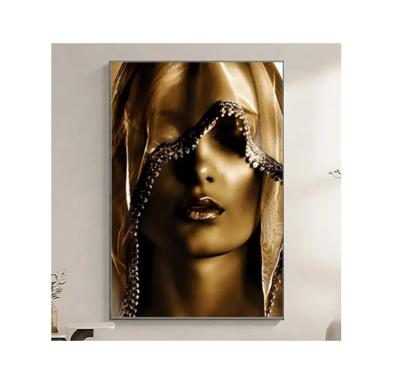 Parede decoração do quarto Quadro lona pintura beleza mulher negra impressão Arte abstrata mulheres pintura parede decoração