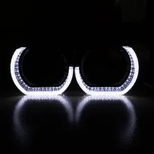 Newest Design 3 Inches Angel Eyes DRL Car Projector Lens Shrouds Covers For Auto Light Shrouds White Color Car Accessories