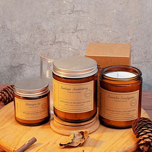 Precio de fábrica, tarro de ámbar personalizado, cera de soja, decoración del hogar, velas perfumadas ardientes de larga duración para baño con tapa plateada - Product Image 2