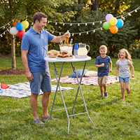 Table ronde pliante d'extérieur en plastique HDPE de 60 cm, mini-bar portable, table de bistrot pour jardin et événements, vente en gros