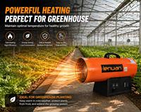 Chauffage au gaz pour élevage de poulets à haute efficacité 70KW au propane avec boîtier en acier inoxydable et protection contre l'extinction de la flamme