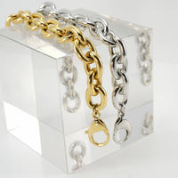 Bracelet chaîne ovale épaisse en acier inoxydable plaqué or, personnalisé, vente en gros