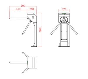 Porte verticale de barrière de contrôle d'accès de porte de tourniquet de trépied de mécanisme simple pour l'entrée