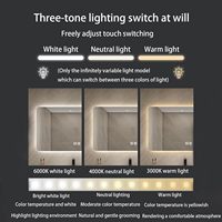 Miroir de salle de bain intelligent LED sans cadre rectangulaire personnalisé CF avec bouton tactile anti-buée et éclairage intelligent, lampe murale décorative