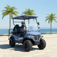 Voiturette de golf électrique tout-terrain surélevée 4 places, buggy de chasse, pneus tout-terrain 14 pouces, moteur AC 72V Lithium 5000W, haute garde au sol