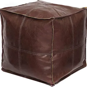wholesale price Traditional Moroccan air leather fabric square and round folding cushion Ottoman footstool Pouf Cover