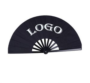 Éventail en satin de polyester de 33 cm avec impression de logo personnalisé, style art populaire traditionnel, motif arc-en-ciel sculpté et design fierté gay - Product Image 1