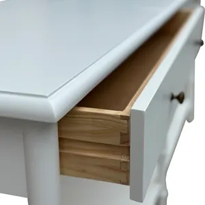שולחן קונסולת רגליים מעץ מלא בסגנון וינטג' עתיק עם מדפים ומגירות אחסון HL615-200