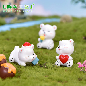 Weij Micro-paesaggio Fai-da-Te con Orso, Decorazione Bonsai, Animale in Resina che Tiene un Cuore, Mangia Ghiaccio - Product Image 3