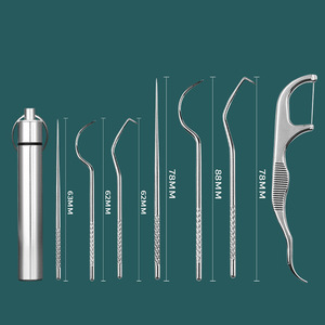 <span class=keywords><strong>Cure</strong></span>-dents en métal réutilisables en acier inoxydable pour pique-niques en plein air Camping voyage soins bucco-dentaires incontournables - Product Image 3