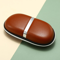 Étui rigide pour lunettes de soleil et de vue en cuir grain litchi, résistant aux chocs, avec fermeture éclair à crochet style barre argentée, portable