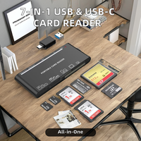 Adaptador 7 en 1 Dual USB C OTG, compatibilidad Micro USB, lector de tarjetas de instalación externa para tarjetas de memoria MS TF XD CF SD XD CF