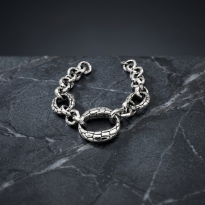 Pulseras de Cadena Ovalada de Plata 925 de Varios Tamaños con Textura Agrietada y Eslabones Lisos - Product Image 2