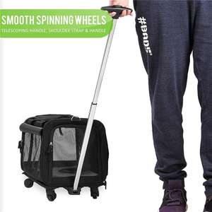 Havayolu onaylı ekstra küçük büyük arabası arabası haddeleme kedi Pet köpek taşıma çantası tekerlekler ile küçük büyük köpek için - Product Image 5