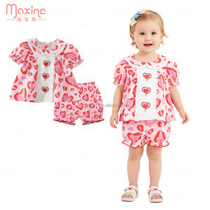 Ensemble de broderie pour fille, Saint-Valentin, nœud papillon Peter Pan, vêtements pour filles, manches courtes, ensemble de <span class=keywords><strong>2</strong></span> pièces pour filles - Product Image 6